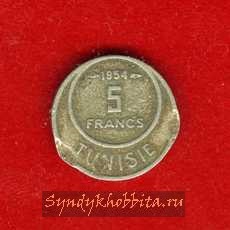 5 франков 1954 года Тунис